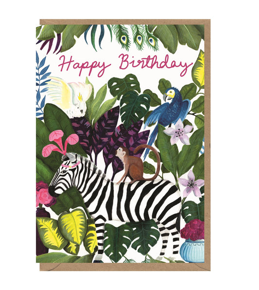Jungle Zebra Birthday Card