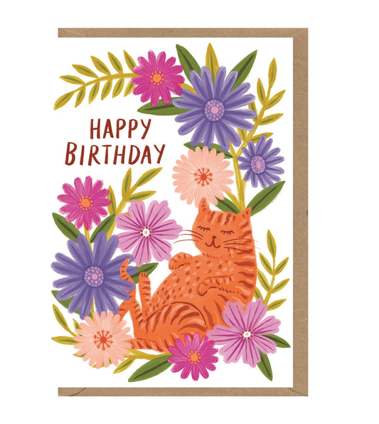 Happy Birthday Relaxed Cat Card