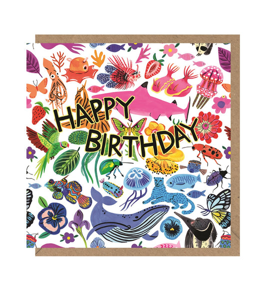 Rainbow Animals Birthday Card