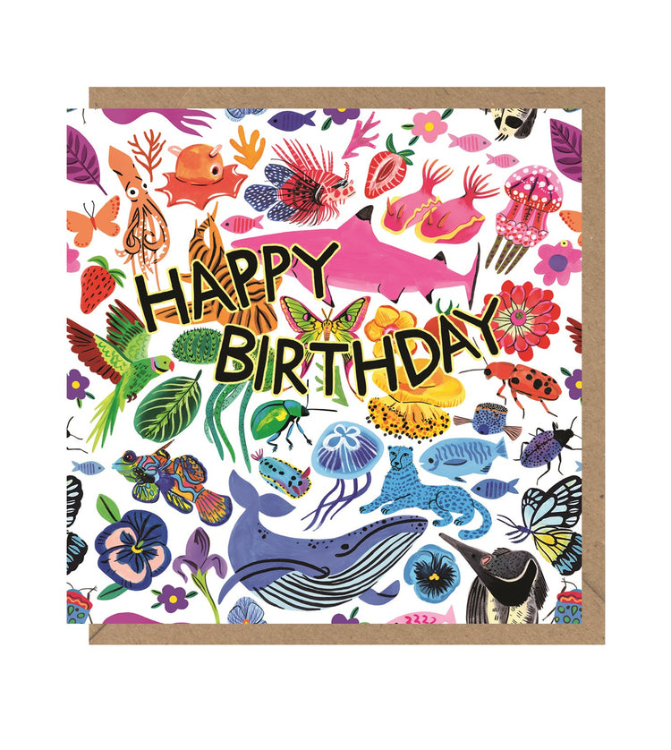 Rainbow Animals Birthday Card