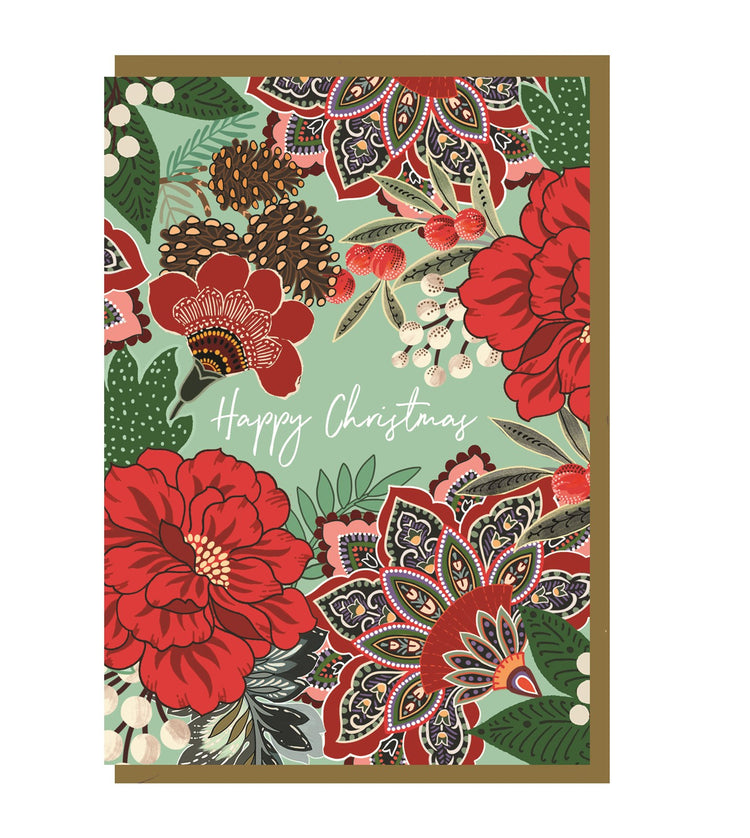 Happy Christmas Floral Card