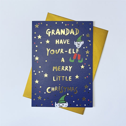 Grandad Elf Xmas Card