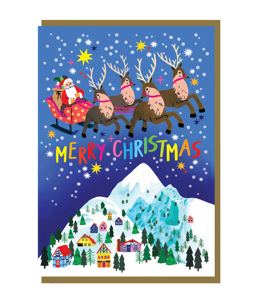 Merry Christmas Santa Sleigh Card