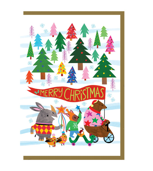 Merry Christmas Animal Parade Card