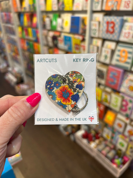 Liberty-print Heart Keyring