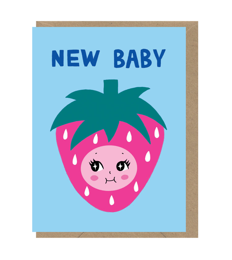 Cute New Baby Strawberry Mini Card