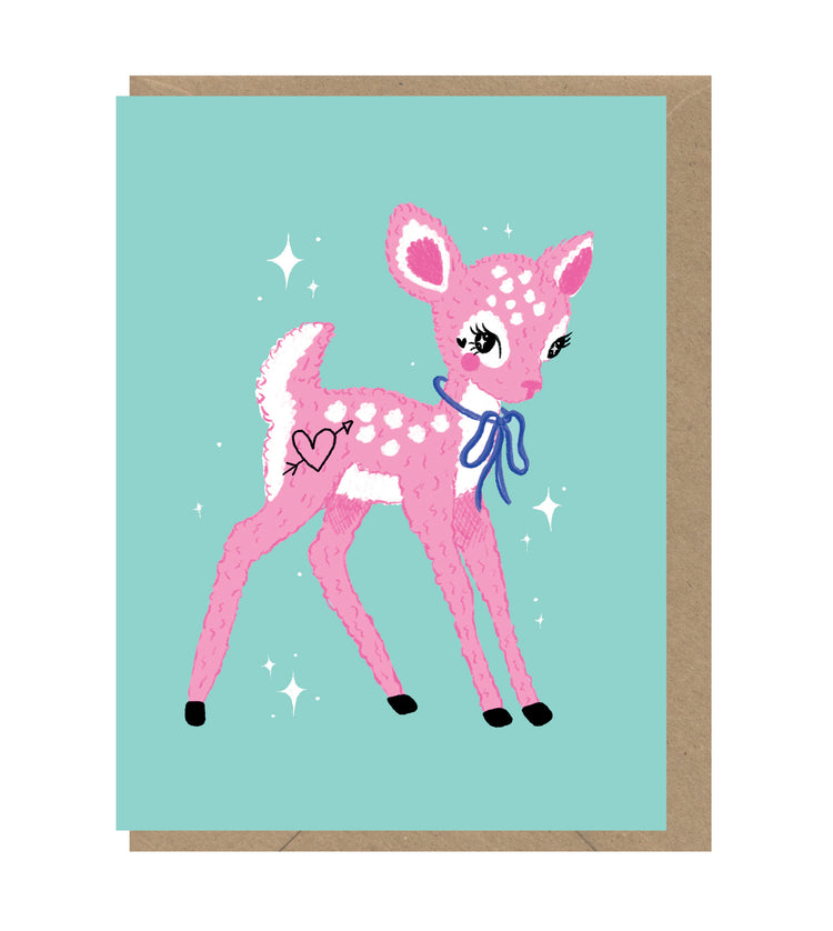Kitsch Deer Blank Mini Card