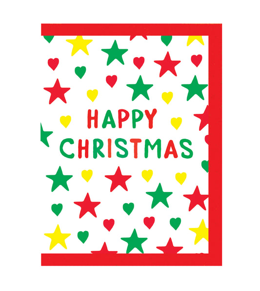 Happy Christmas Stars & Hearts Mini Card