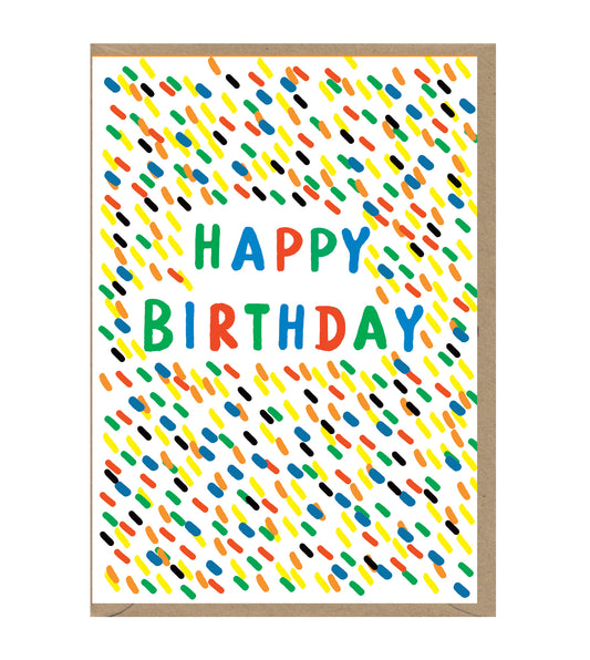 Happy Birthday Colourful Dashes Card