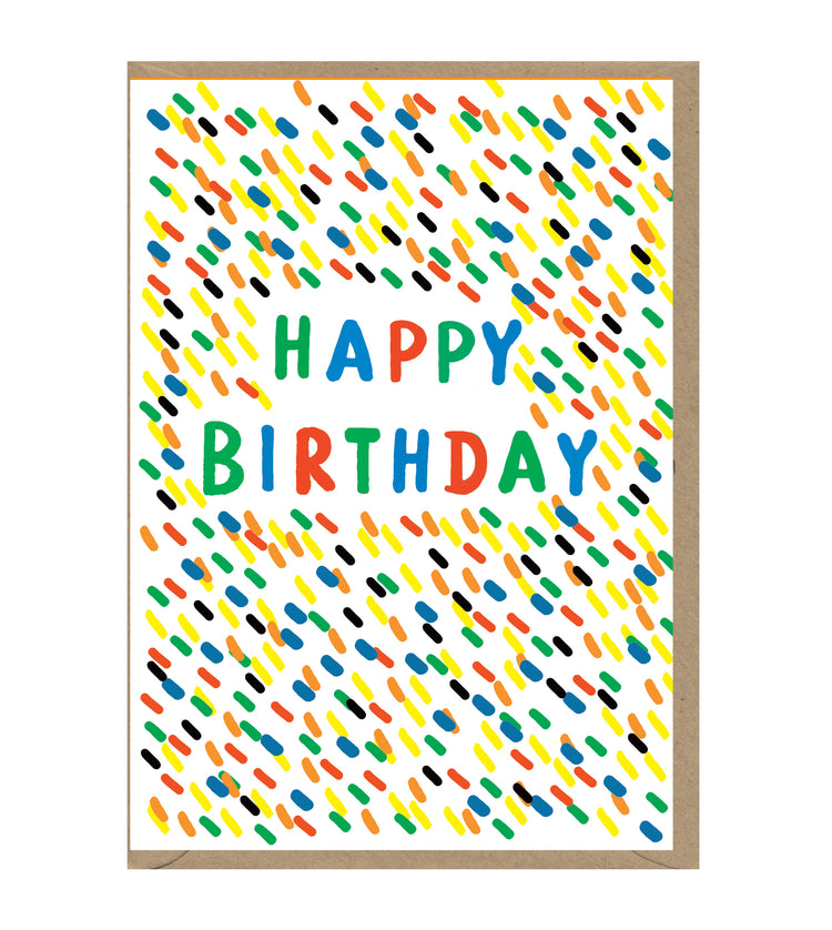 Happy Birthday Colourful Dashes Card