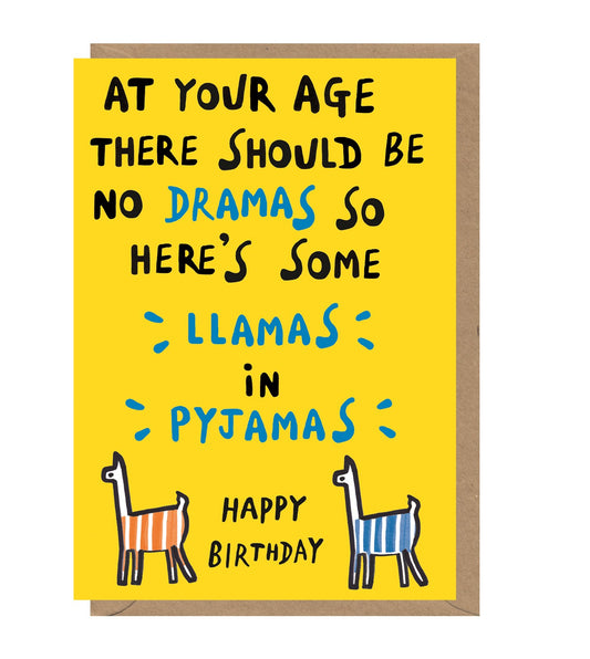 Llamas in Pyjamas Birthday Card