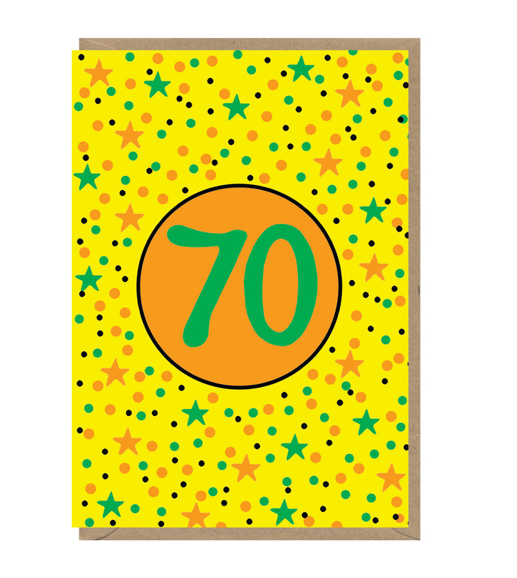 Age 70 Neon Birthday Card