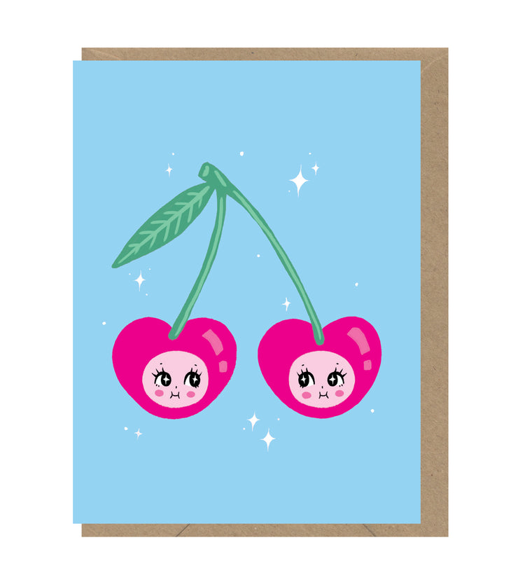 Cute Cherries Greeting Card